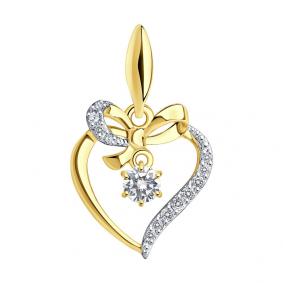 Золотая подвеска SOKOLOV 034797-2 с фианитом 034797-2 фото