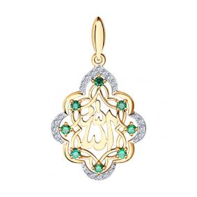 Золотая подвеска SOKOLOV 034823 с фианитом 034823 фото