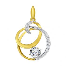 Подвеска из лимонного золота SOKOLOV 034863-2 с фианитом 034863-2 фото