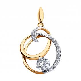 Золотая подвеска SOKOLOV 034863 с фианитом 034863 фото