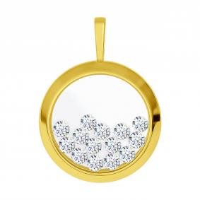 Подвеска из лимонного золота SOKOLOV с подвижным фианитом и минеральным стеклом 034926-2 034926-2 фото