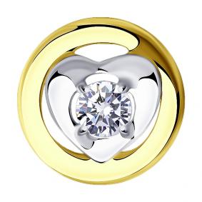 Подвеска из лимонного золота SOKOLOV 034995-2 с фианитом 034995-2 фото