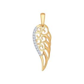 Золотая подвеска SOKOLOV 035019 с фианитом 035019 фото