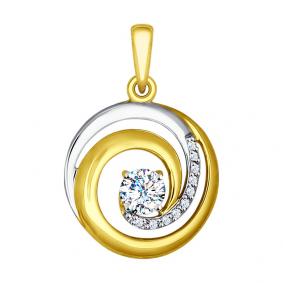 Золотая подвеска SOKOLOV 035065-2 с фианитом 035065-2 фото