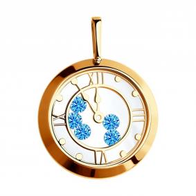 Золотая подвеска SOKOLOV с подвижным фианитом и минеральным стеклом 035078 035078 фото