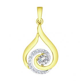 Подвеска из лимонного золота SOKOLOV 035090-2 с фианитом 035090-2 фото