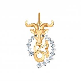 Золотая подвеска SOKOLOV 035132 с фианитом 035132 фото