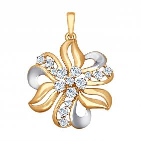 Золотая подвеска SOKOLOV 035247 с фианитом 035247 фото