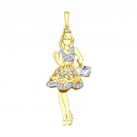 Подвеска из лимонного золота SOKOLOV 035317-2 с фианитом 035317-2 фото