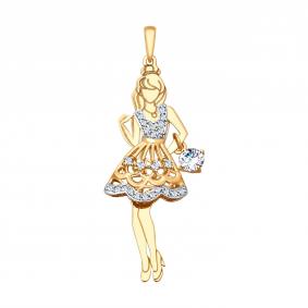 Золотая подвеска SOKOLOV с подвижным фианитом 035317 035317 фото