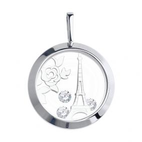 Подвеска из белого золота SOKOLOV 035322-3 с Swarovski и минеральным стеклом 035322-3 фото