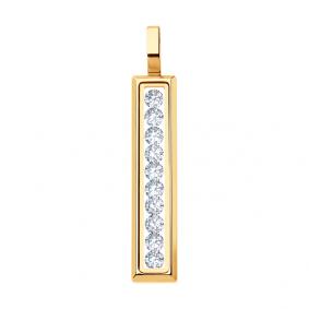 Золотая подвеска SOKOLOV с подвижным фианитом Swarovski и минеральным стеклом 035356 035356 фото