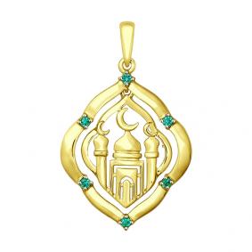 Подвеска из лимонного золота SOKOLOV 035372-2 с фианитом 035372-2 фото