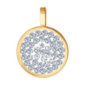 Золотая подвеска SOKOLOV с подвижным фианитом и минеральным стеклом 035401 035401 фото