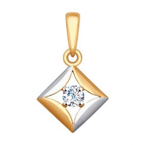 Золотая подвеска SOKOLOV 035417 с фианитом 035417 фото