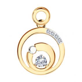 Золотая подвеска SOKOLOV 035491 с фианитом 035491 фото