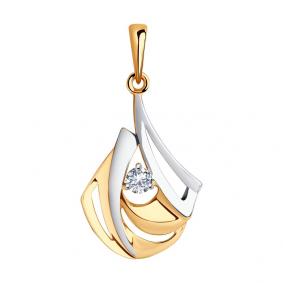 Золотая подвеска SOKOLOV 035498 с фианитом 035498 фото