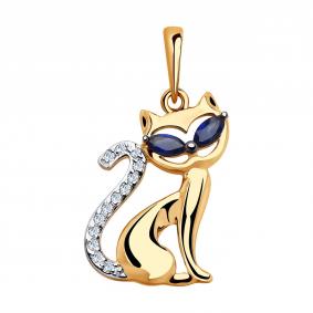 Золотая подвеска SOKOLOV 035524 с фианитом 035524 фото