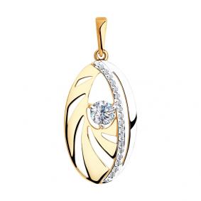 Золотая подвеска SOKOLOV 035553 с фианитом 035553 фото