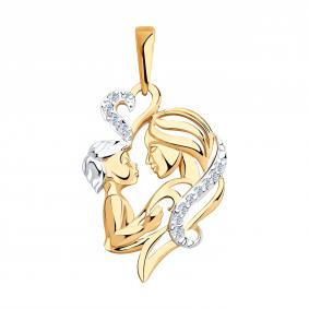 Золотая подвеска SOKOLOV 035567 с фианитом 035567 фото