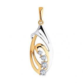 Золотая подвеска SOKOLOV 035584 с фианитом 035584 фото