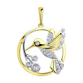 Подвеска из лимонного золота SOKOLOV 035590-2 с фианитом 035590-2 фото