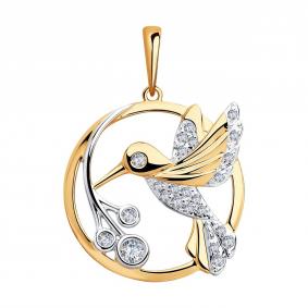 Золотая подвеска SOKOLOV 035590 с фианитом 035590 фото