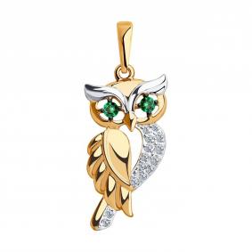 Золотая подвеска SOKOLOV 035632 с фианитом 035632 фото