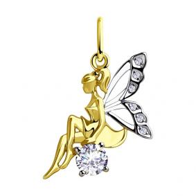 Подвеска из лимонного золота SOKOLOV 035644-2 с фианитом 035644-2 фото