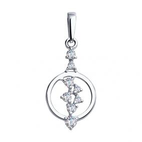 Подвеска из белого золота SOKOLOV 035647-3 с фианитом 035647-3 фото