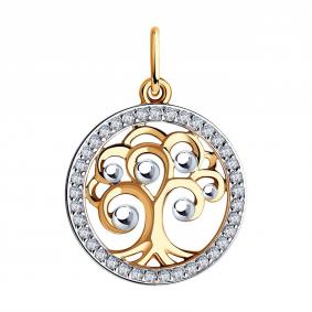 Золотая подвеска SOKOLOV 035672 с фианитом 035672 фото