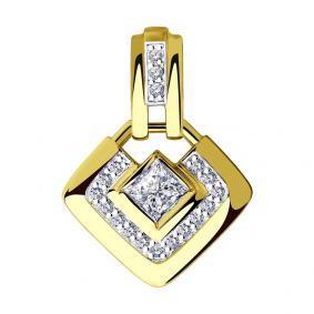 Золотая подвеска SOKOLOV 035731-2 с фианитом 035731-2 фото