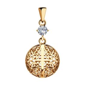 Золотая подвеска SOKOLOV 035764 с фианитом 035764 фото