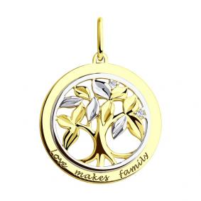 Подвеска из лимонного золота SOKOLOV 035773-2 с фианитом 035773-2 фото