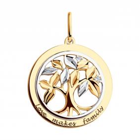 Золотая подвеска SOKOLOV 035773 с фианитом 035773 фото