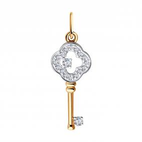 Золотая подвеска SOKOLOV 035791 с фианитом 035791 фото