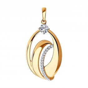 Золотая подвеска SOKOLOV 035797 с фианитом 035797 фото