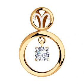 Золотая подвеска SOKOLOV с подвижным фианитом знак зодиака Овен 035862 035862 фото