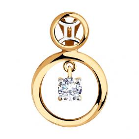 Золотая подвеска SOKOLOV с подвижным фианитом знак зодиака близнецы 035864 035864 фото