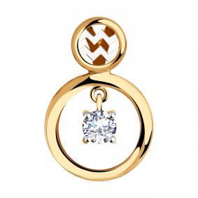 Золотая подвеска Знак зодиака Водолей SOKOLOV с подвижным фианитом 035872 035872 фото