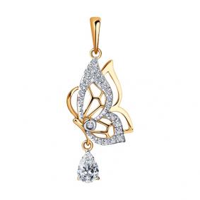 Золотая подвеска SOKOLOV 035908 с фианитом 035908 фото