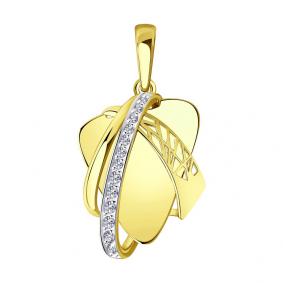 Подвеска из лимонного золота SOKOLOV 035946-2 с фианитом 035946-2 фото