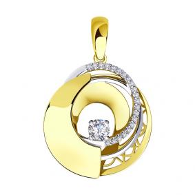 Подвеска из лимонного золота SOKOLOV 035949-2 с фианитом 035949-2 фото