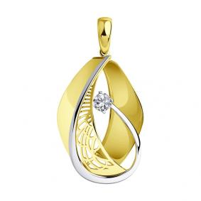 Подвеска из лимонного золота SOKOLOV 035952-2 с фианитом 035952-2 фото