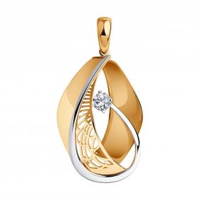Золотая подвеска SOKOLOV 035952 с фианитом 035952 фото