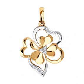 Золотая подвеска SOKOLOV 035968 с фианитом 035968 фото