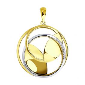 Подвеска из лимонного золота SOKOLOV 036008-2 с фианитом 036008-2 фото