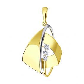 Подвеска из лимонного золота SOKOLOV 036009-2 с фианитом 036009-2 фото