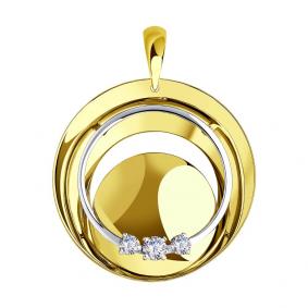 Подвеска из лимонного золота SOKOLOV 036011-2 с фианитом 036011-2 фото