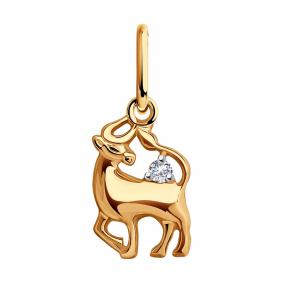 Золотая подвеска Знак зодиака Телец SOKOLOV с фианитом 036361 036361 фото